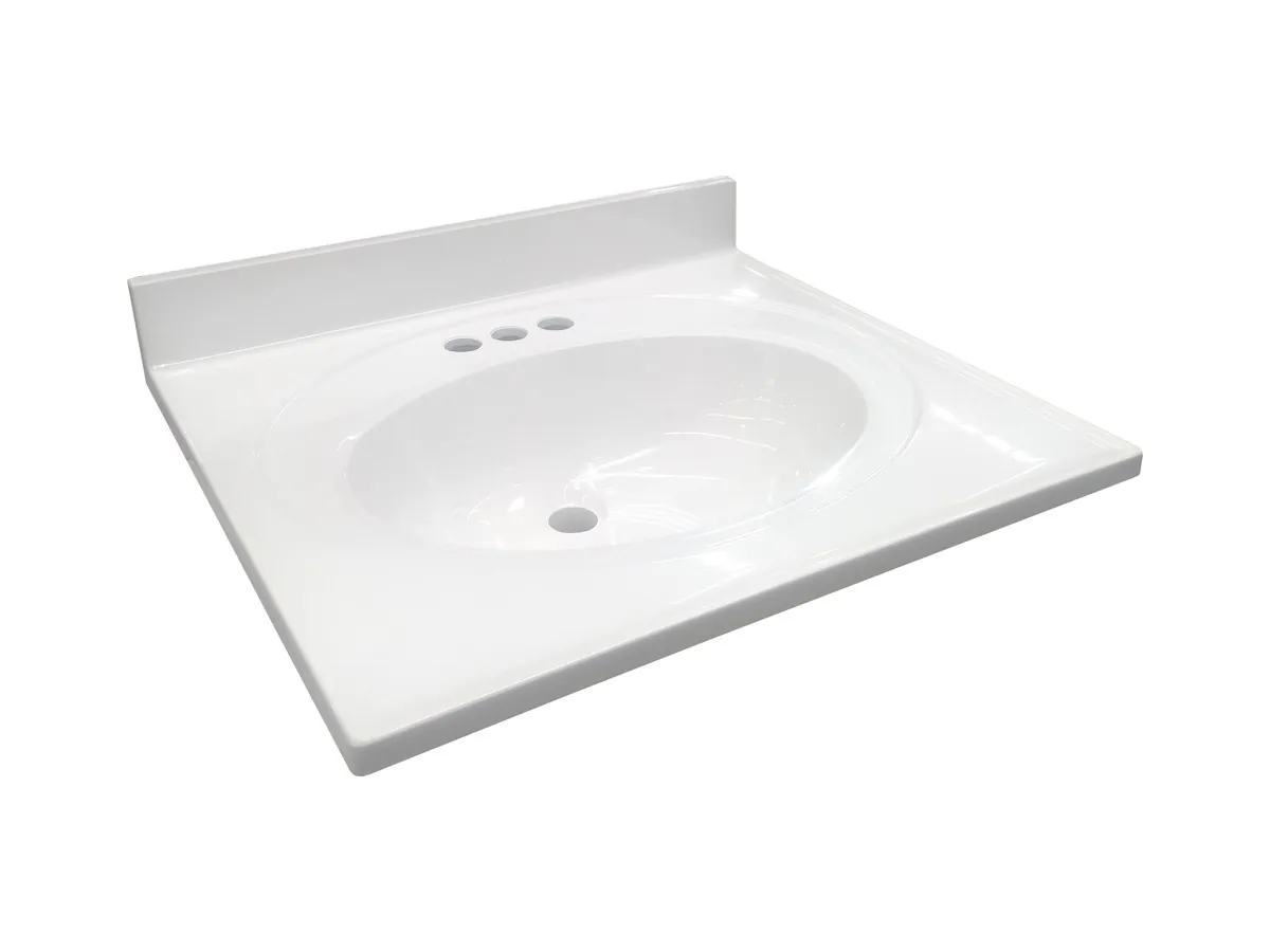 Cove vanity top, recessed oval bowl
